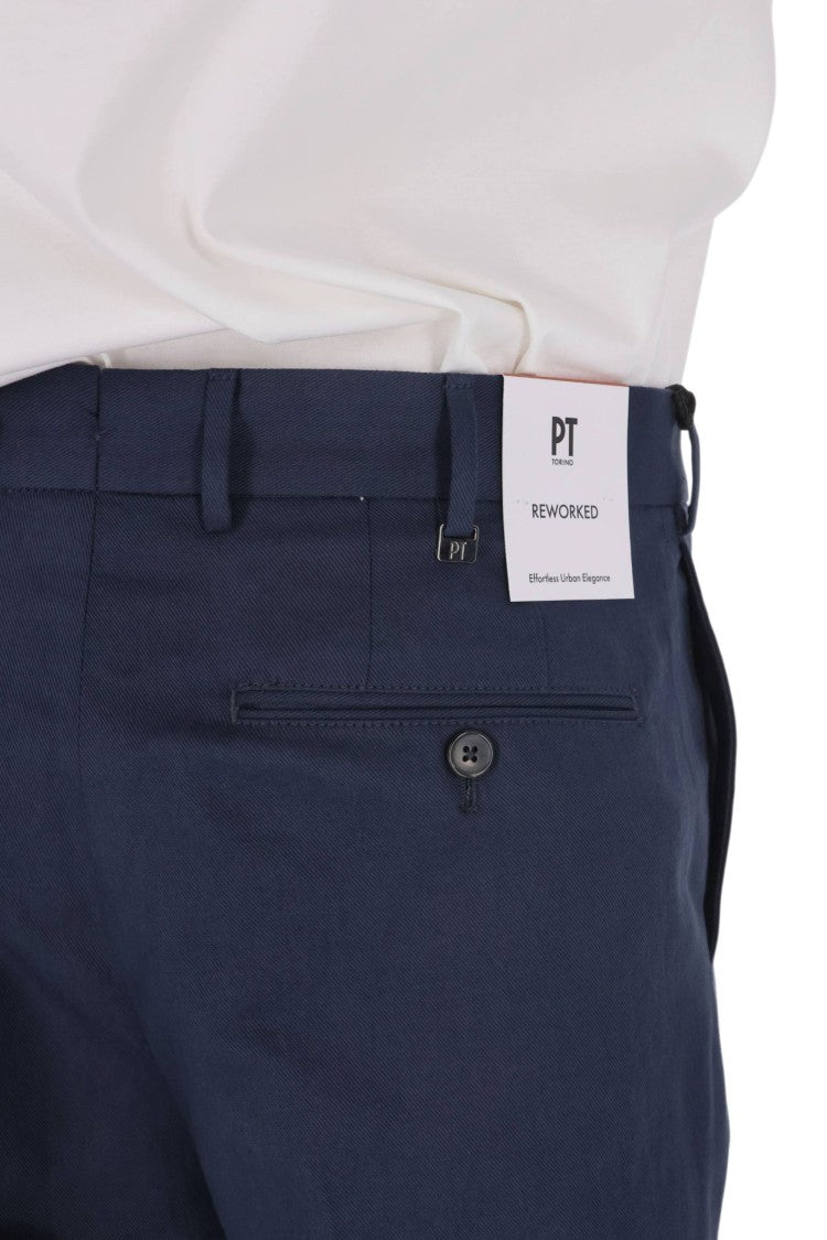Pt Torino Master Fit Cotton-Linen Trousers
