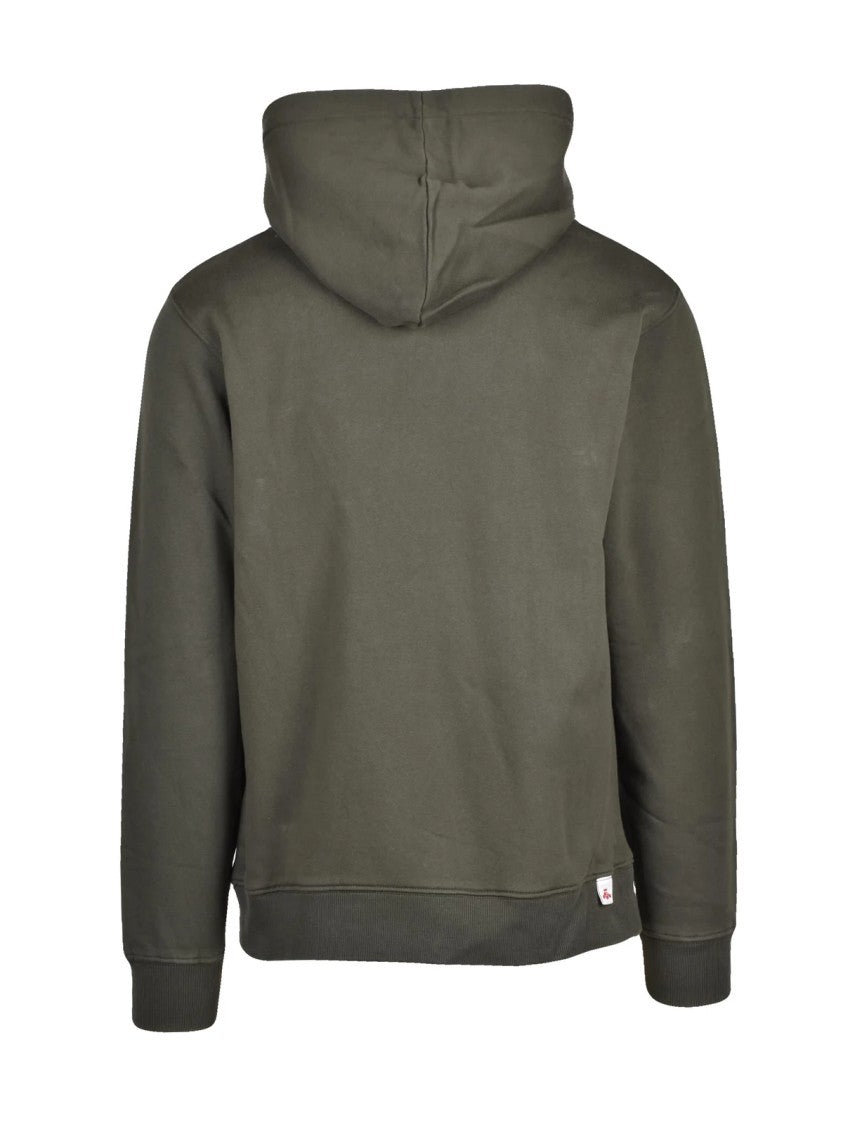 Replay Military Green Drawstring Kangaroo Pocket Cotton Hoodie