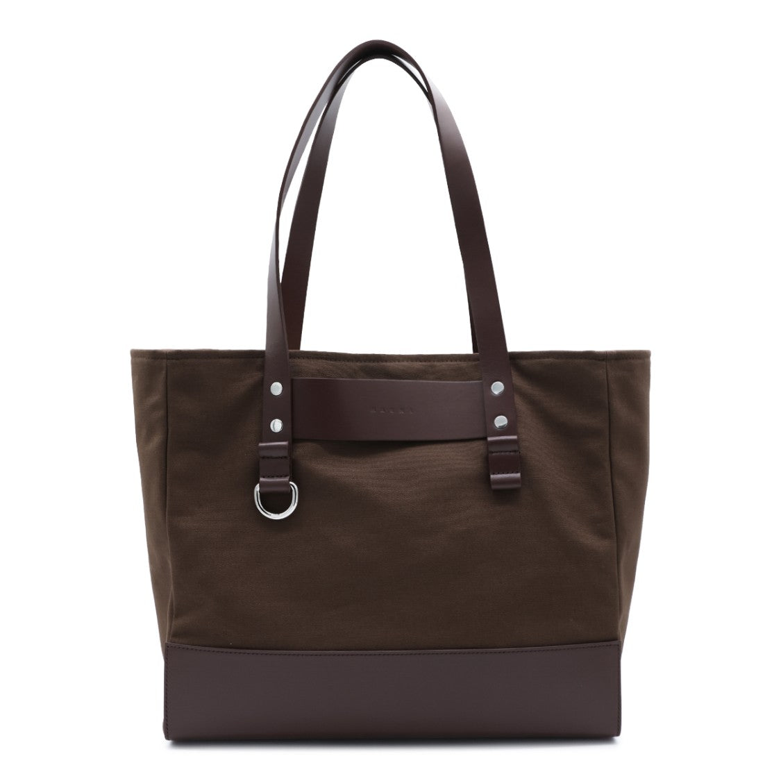 Marni Structured Brown Tote Bag With Leather Accents