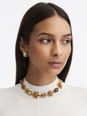 Oscar De La Renta Crystal Flower Necklace