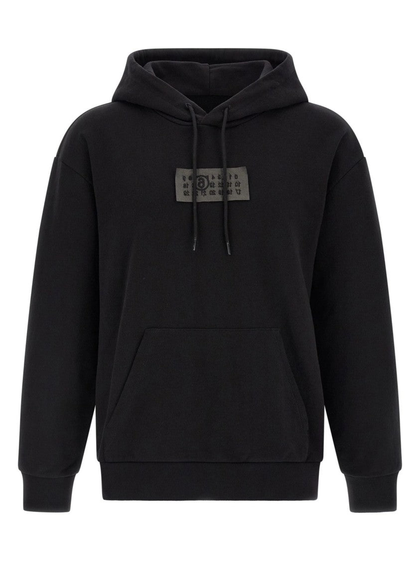 Mm6 By Maison Margiela Black Central Printed Detail Cotton Hoodie