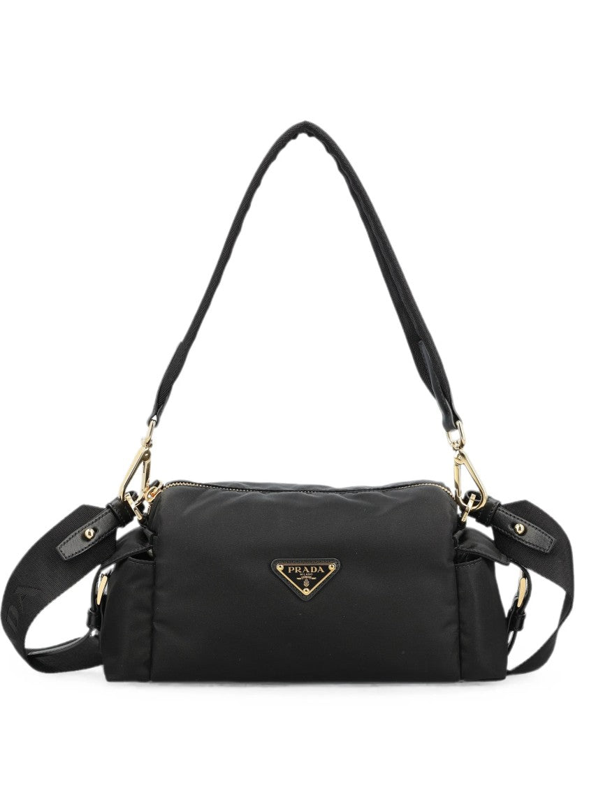 Prada Rectangular Black Handbag With Gold-Tone Accents