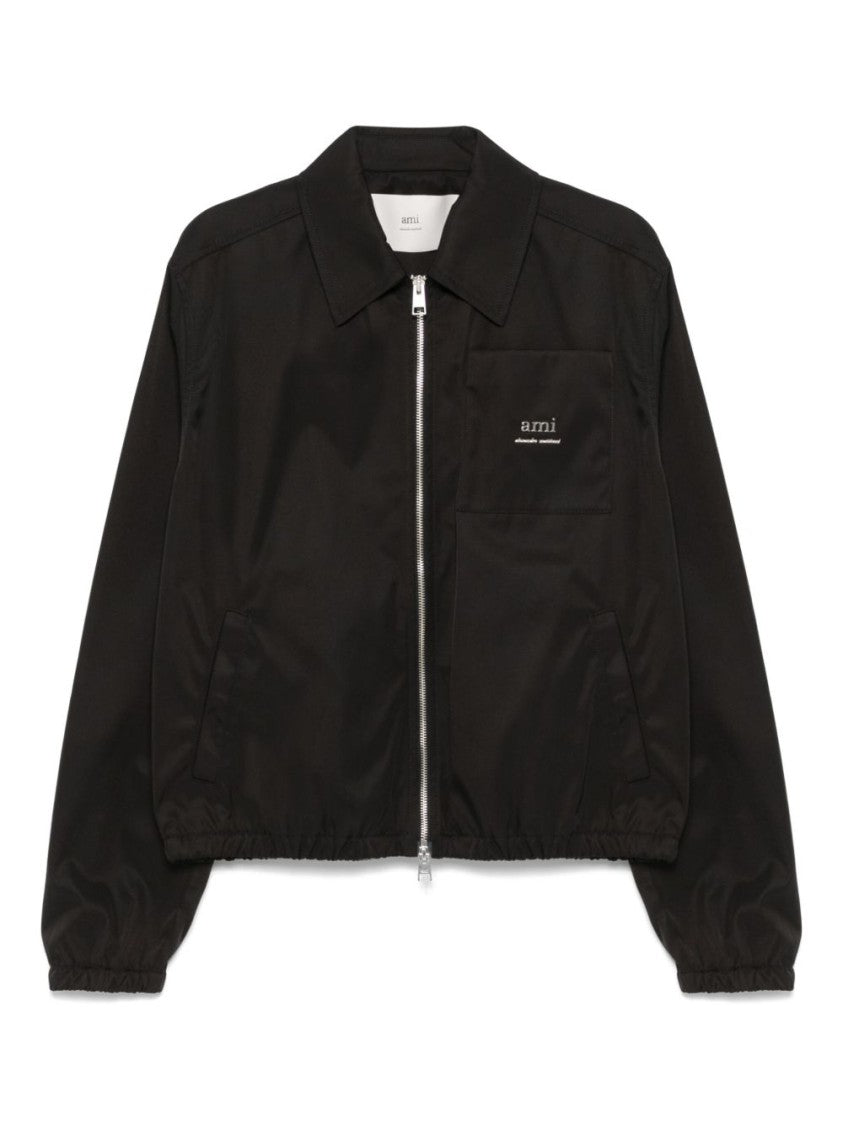 Ami Sleek Black Jacket With Versatile Two-Way Zip