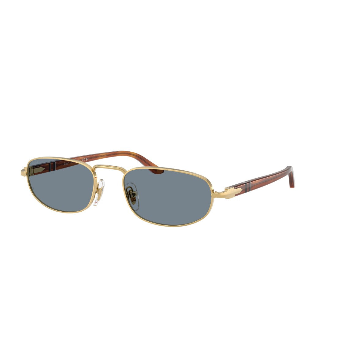 Persol 0Po1028s Rectangular Gold Metal Sunglasses With Tortoiseshell Arms