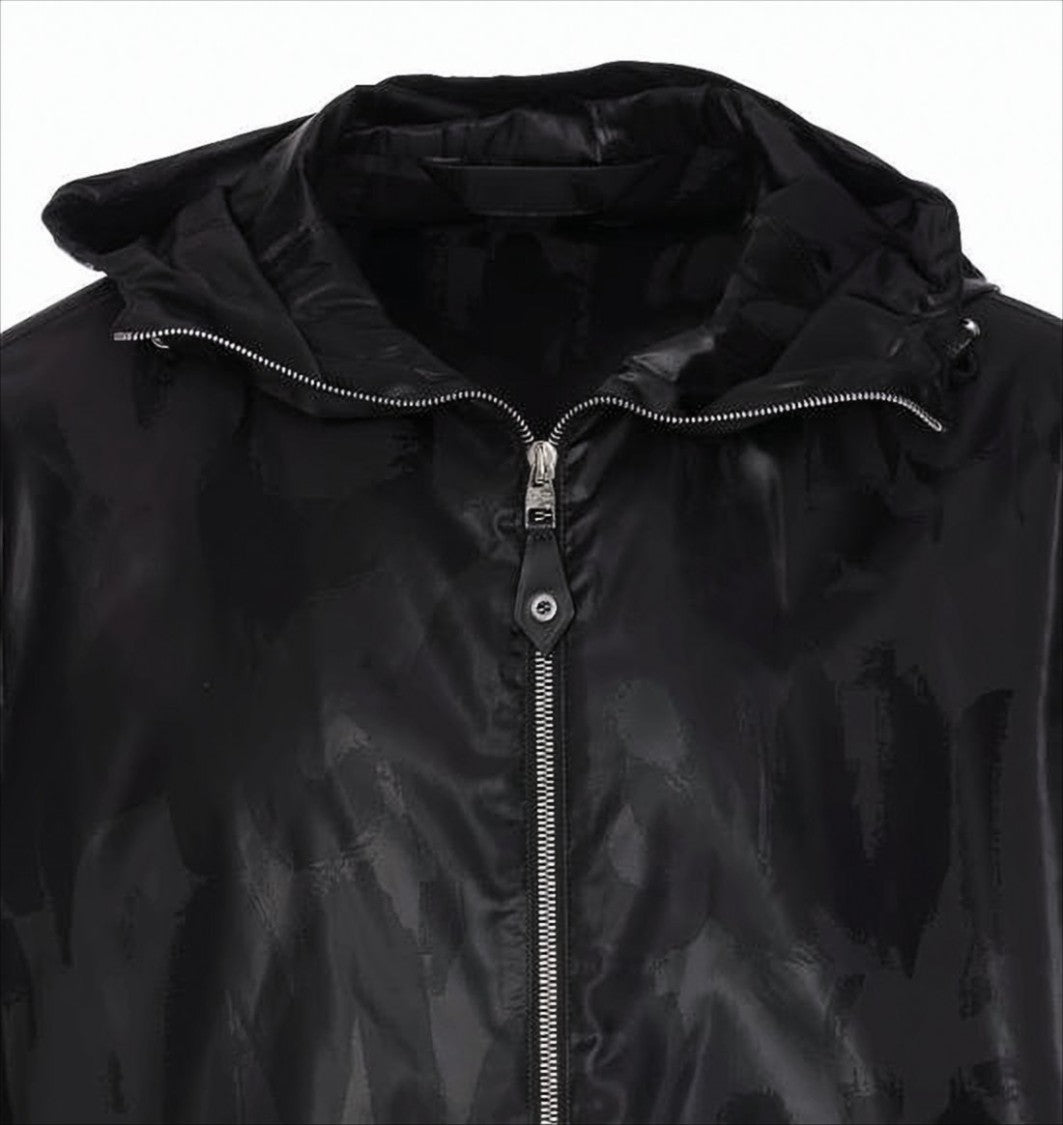Alexander Mcqueen Black Casual Jacket With Tonal Pattern