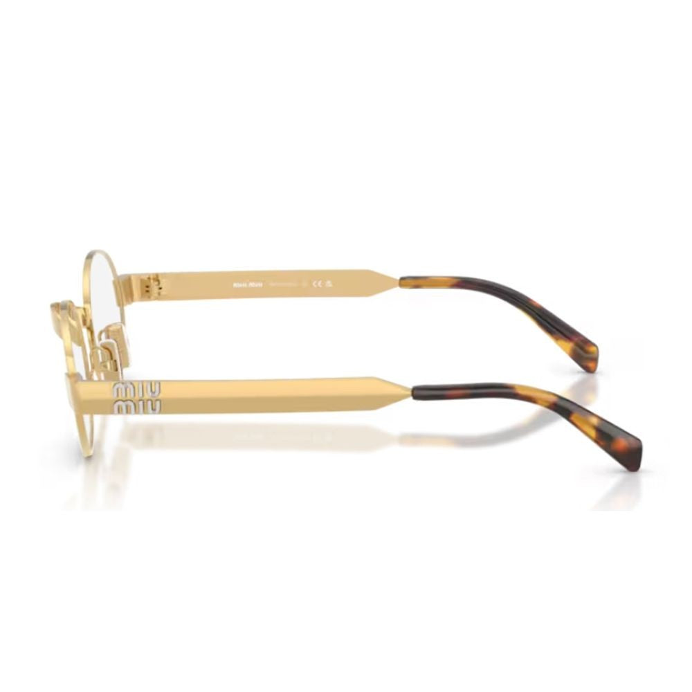 Miu Miu Oval Frame Sunglasses In Satin Gold-Tone Metal
