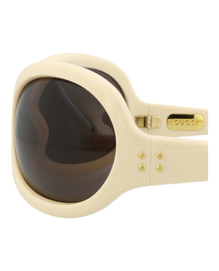 Gucci Shield-Frame Injection Sunglasses With Gold Accents