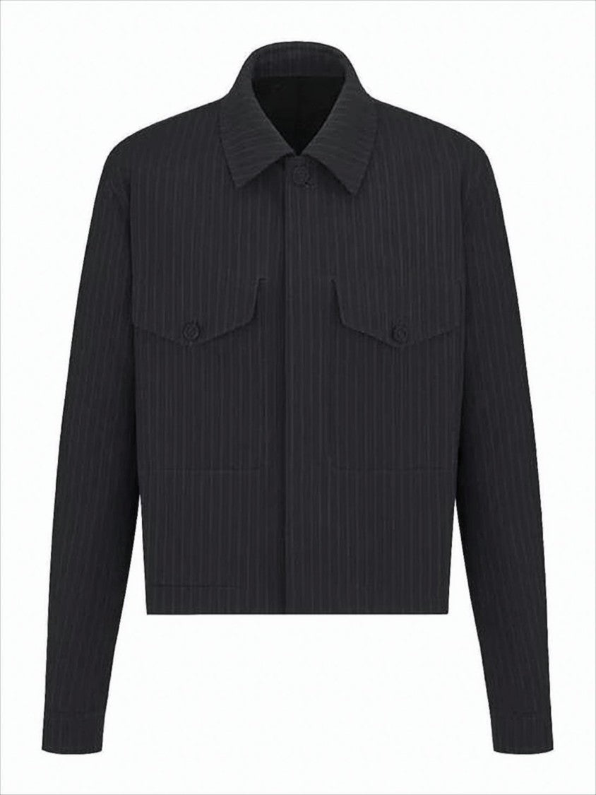 Christian Dior Cropped Pinstripe Wool Jacket