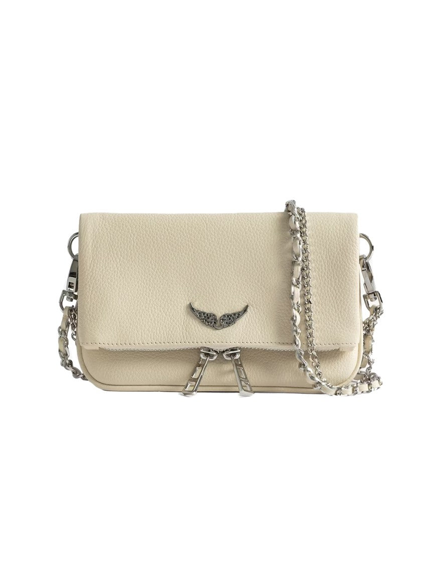 Zadig & Voltaire Rectangular Textured Clutch Bag With Metallic Wing Detail