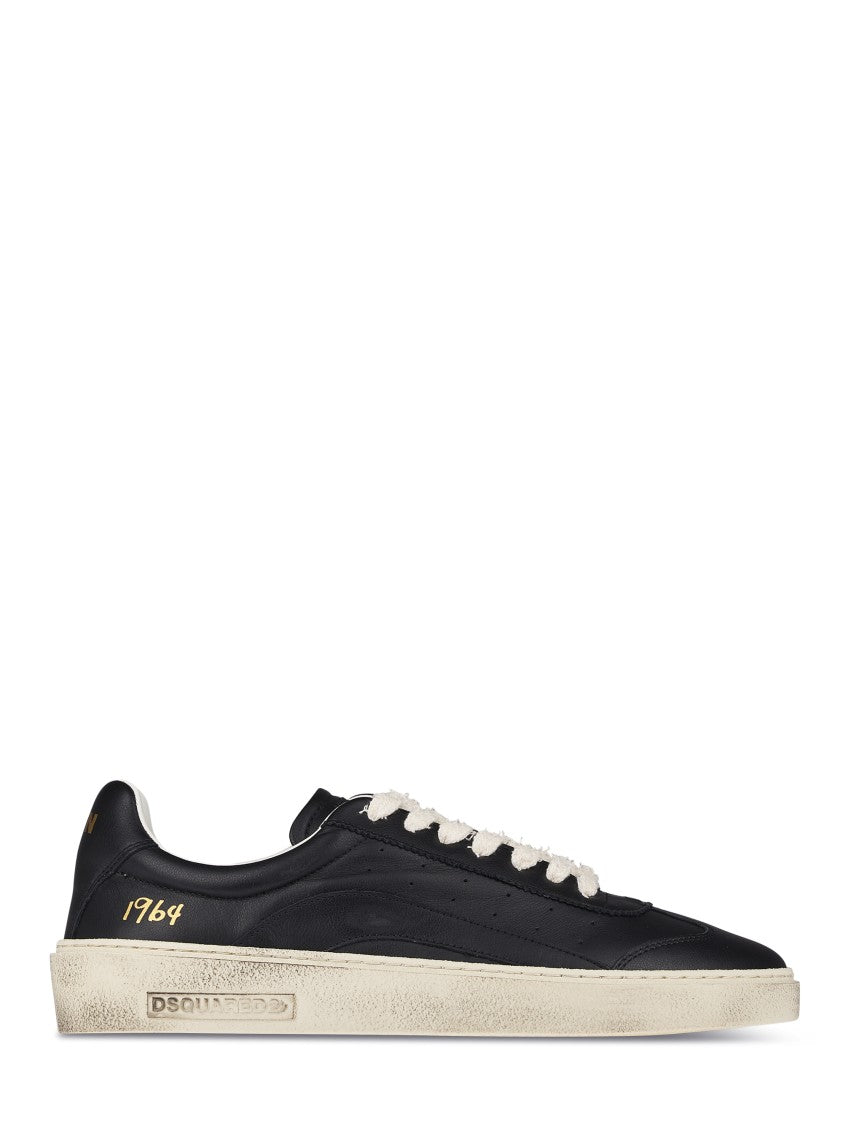 Dsquared2 Black Leather Sneakers With Vintage-Inspired Sole