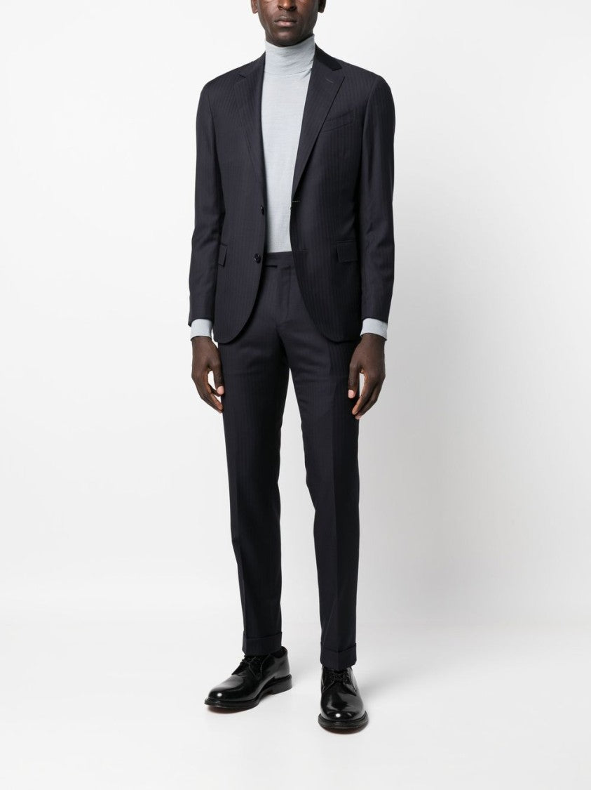 Corneliani Tailored Black Virgin Wool Suit