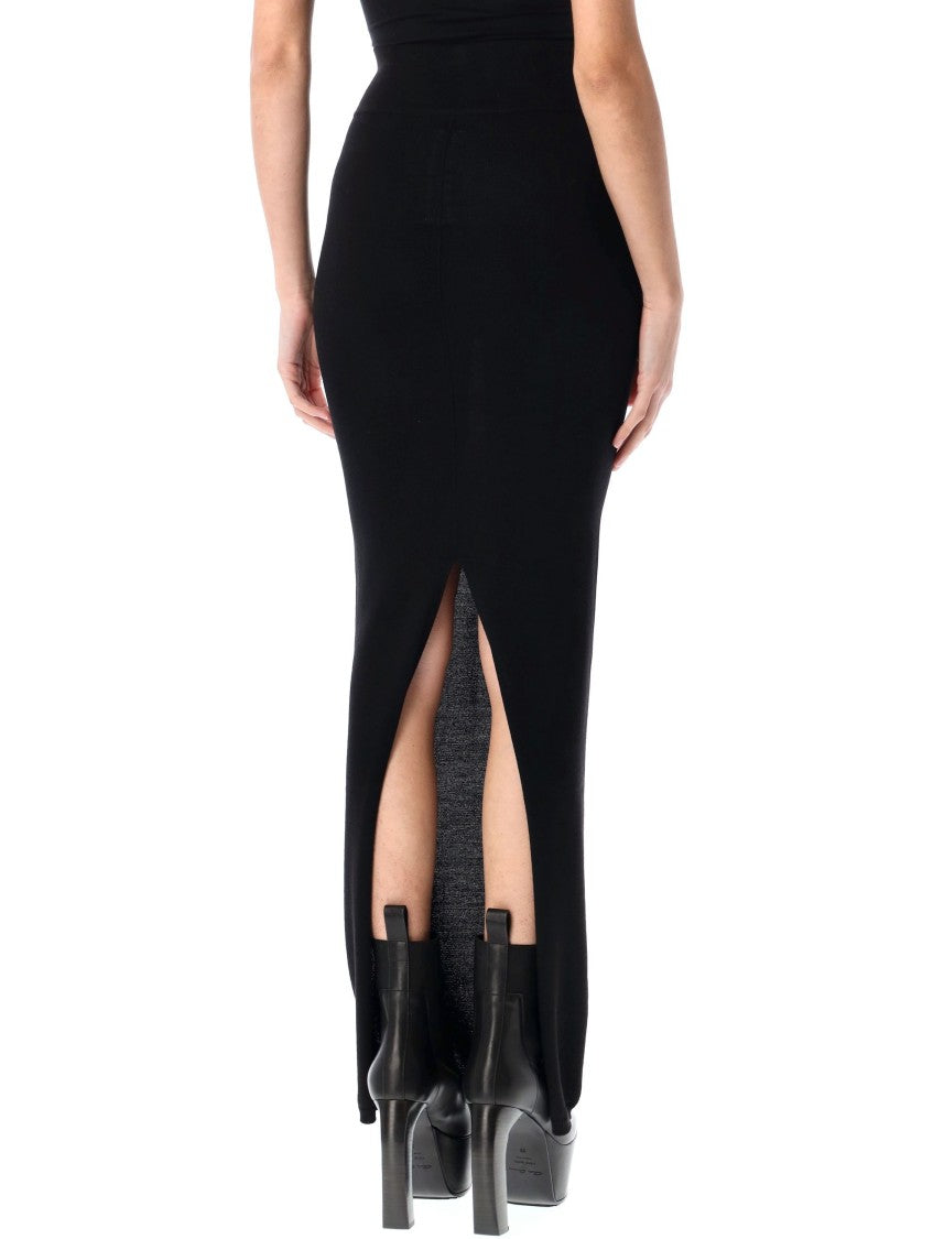 Rick Owens Long Fitted Pillar Skirt With High Waist