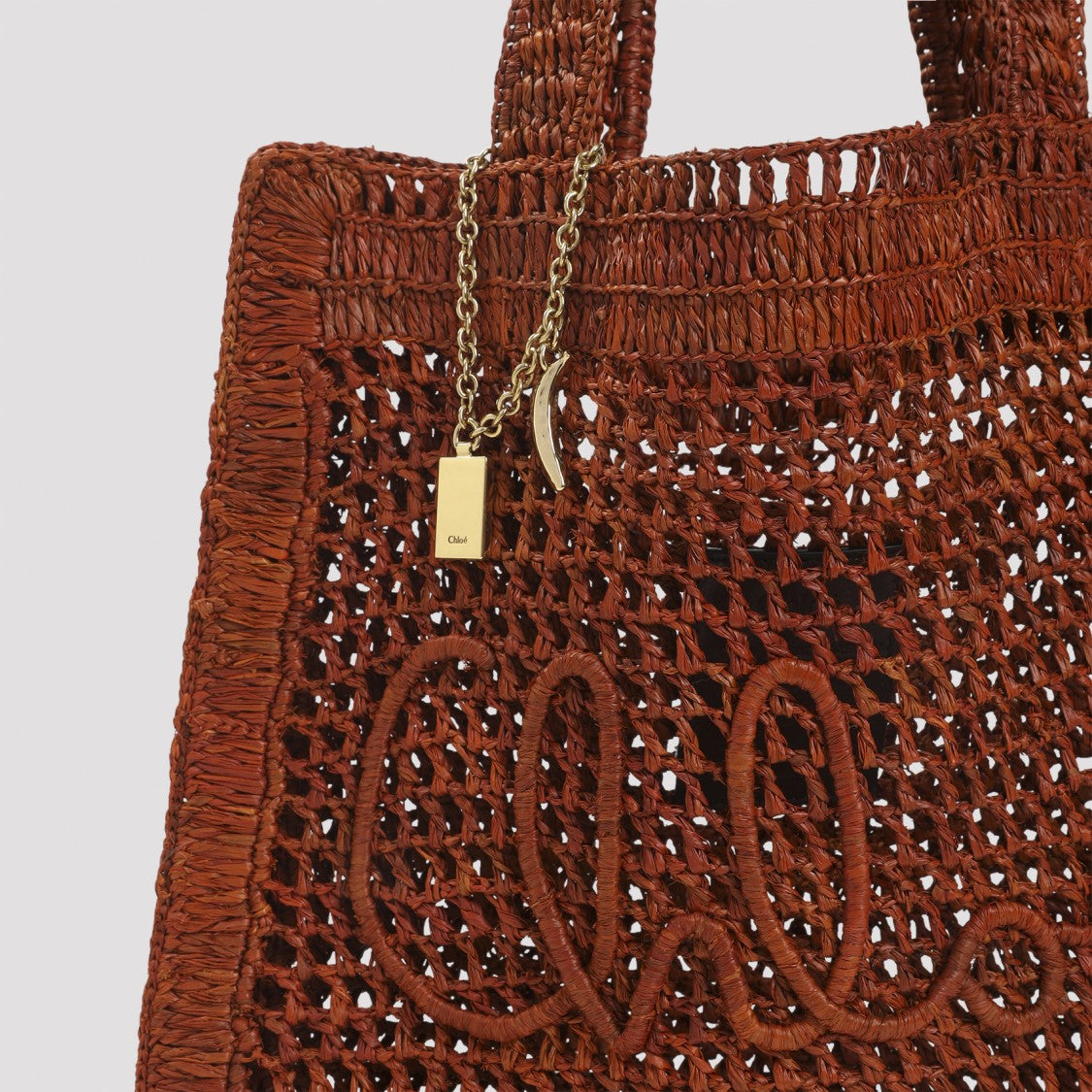 Chloé Clay Brown Raffia Tote Bag