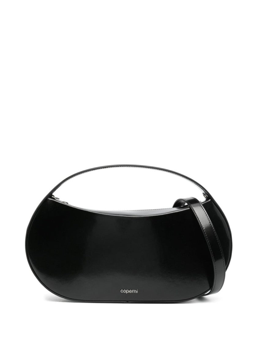 Coperni Curve-Edge Black Patent Leather Handbag