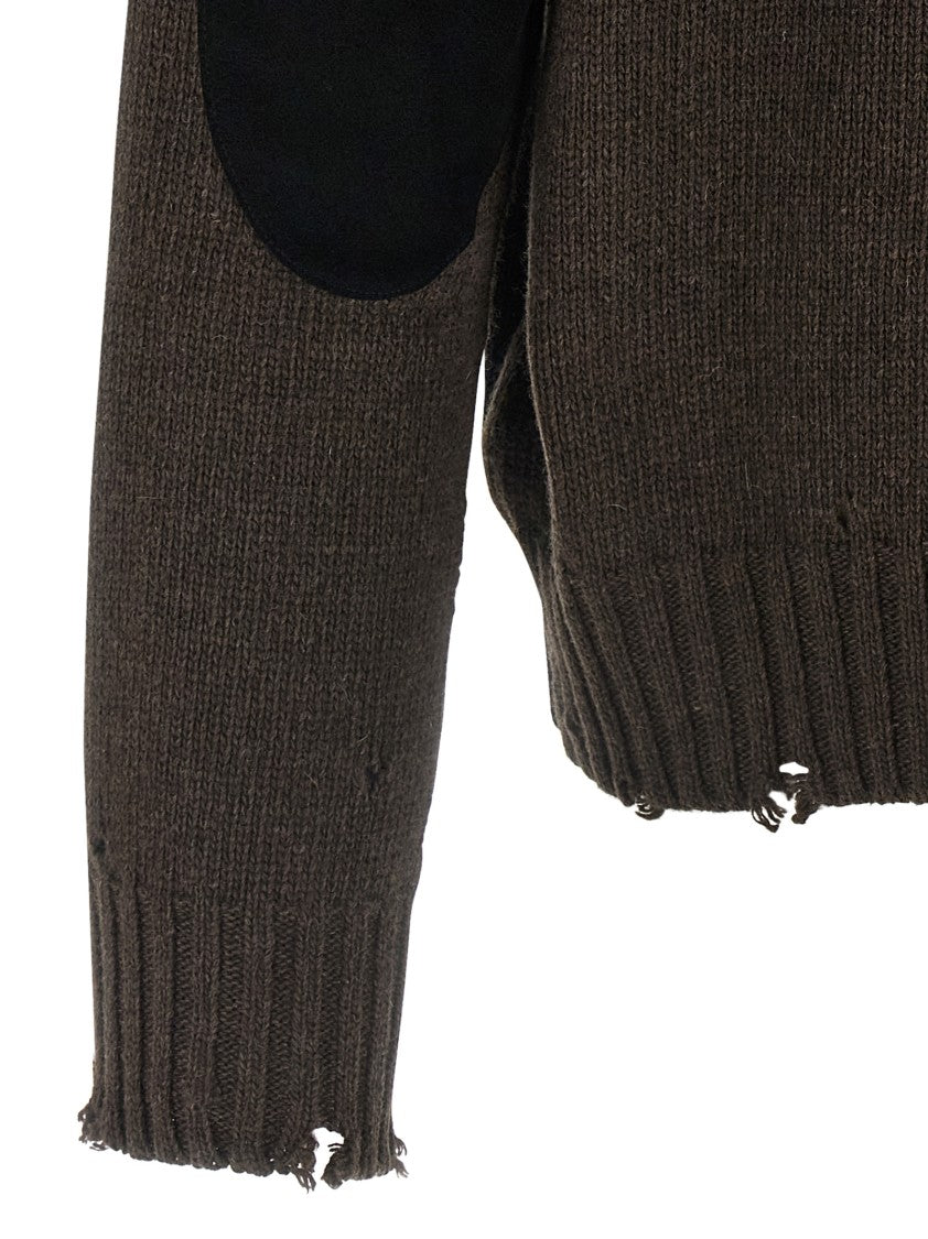 Mm6 By Maison Margiela Two-Tone Suede Patch Cardigan