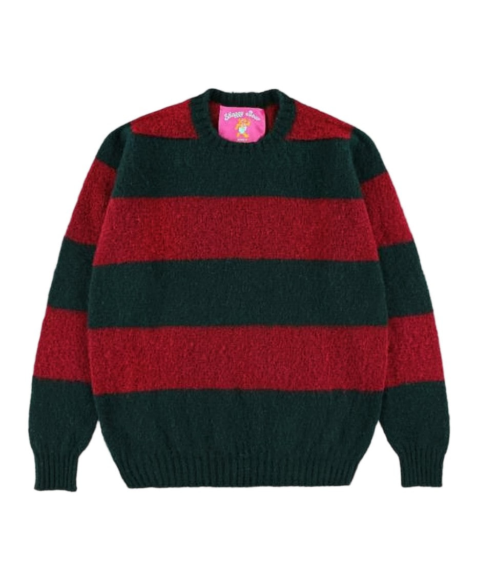 Howlin Wool Sweater With Horizontal Stripes And Classic Neckline