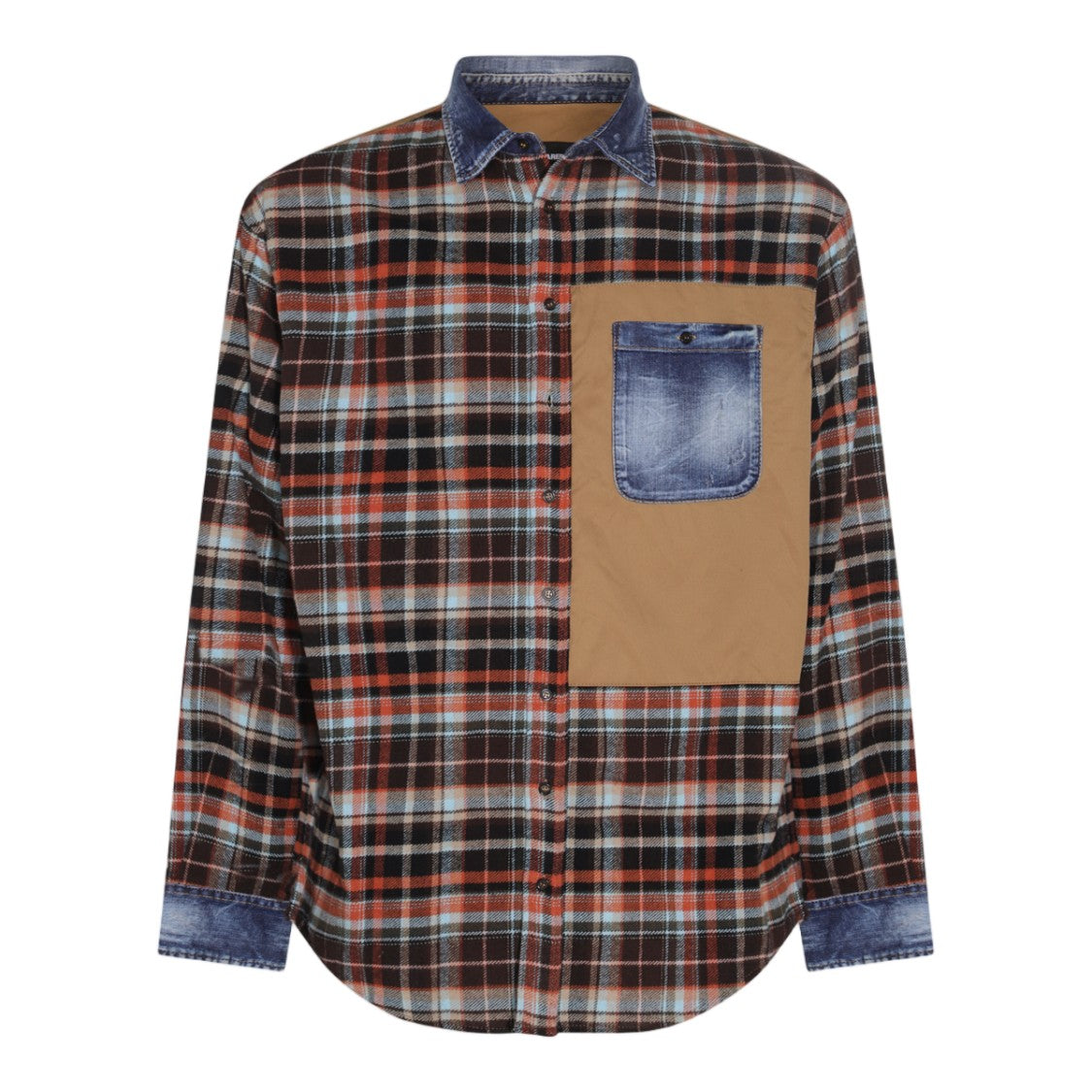 Dsquared2 Plaid Casual Shirt With Denim Accents