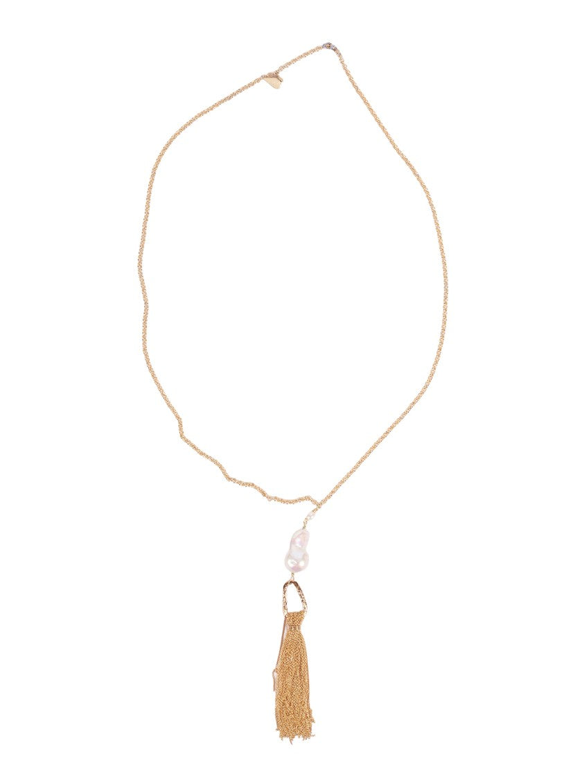 Forte Forte Sculptural Bronze Pearl Tassel Necklace
