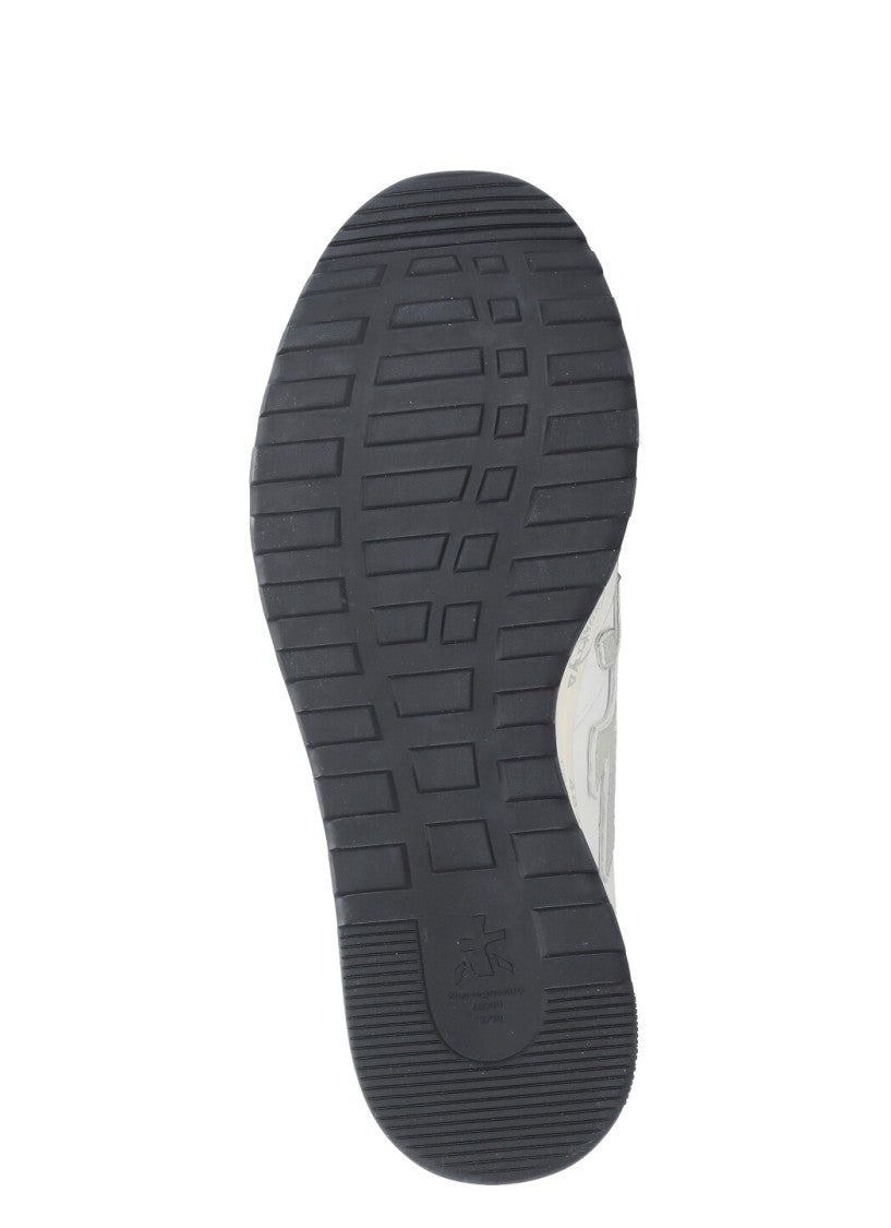 Premiata White Nous 7233 Leather-Blend Sneakers