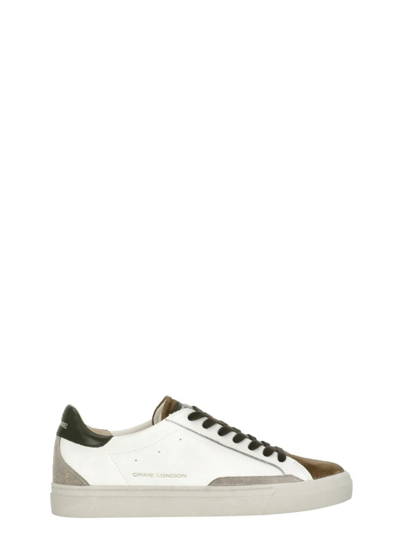 Crime London Brown Essential Suede Leather Used-Effect Low-Top Sneakers