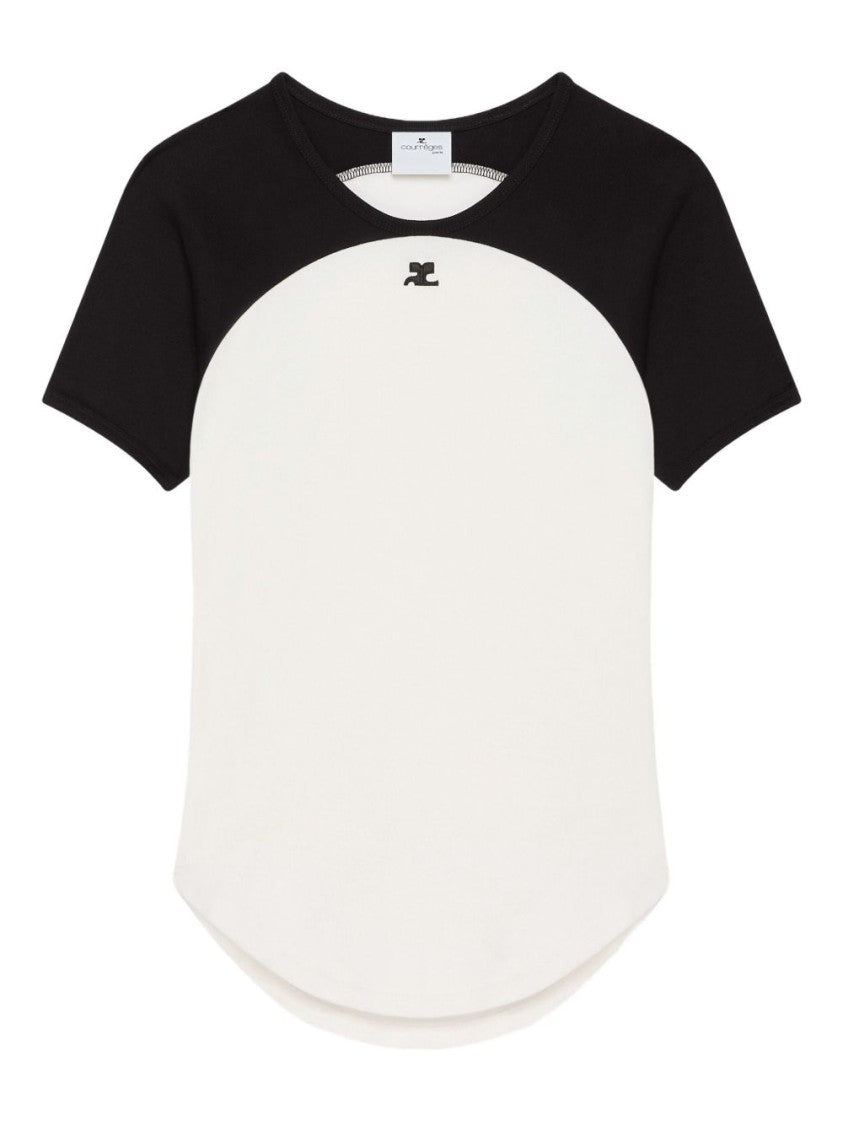 Courrèges Black White Contrast Raglan Sleeve T-Shirt
