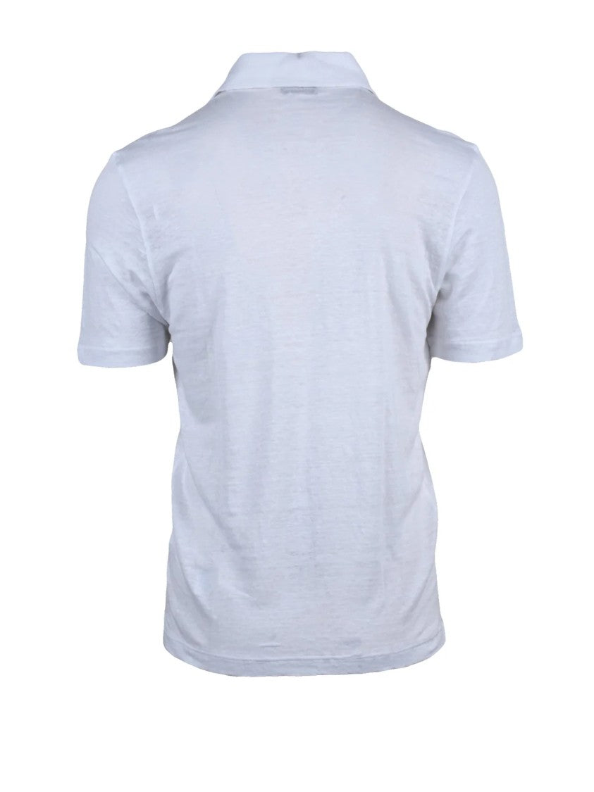 Ambrosio White Linen Polo Shirt