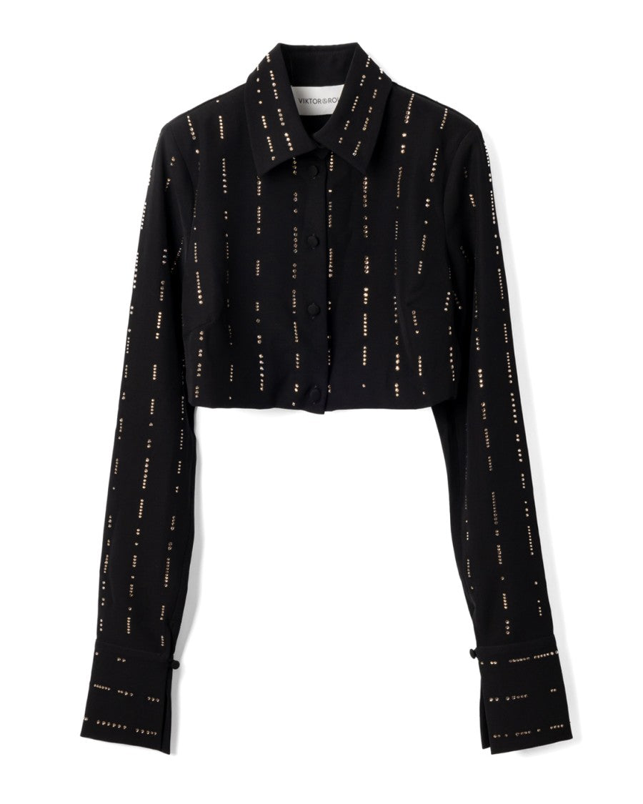 Viktor & Rolf Cropped Black Top With Structured Silhouette