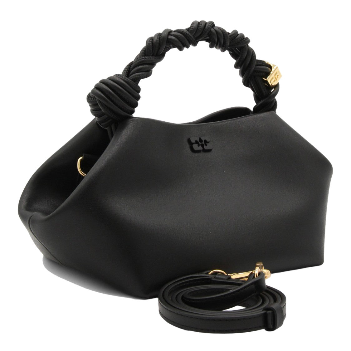 Ganni Geometric Black Handbag With Twisted Handle