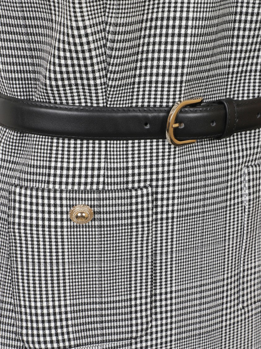 Self-Portrait Fitted Bodice Black Dress With Flared Skirt And Scalloped Hemline