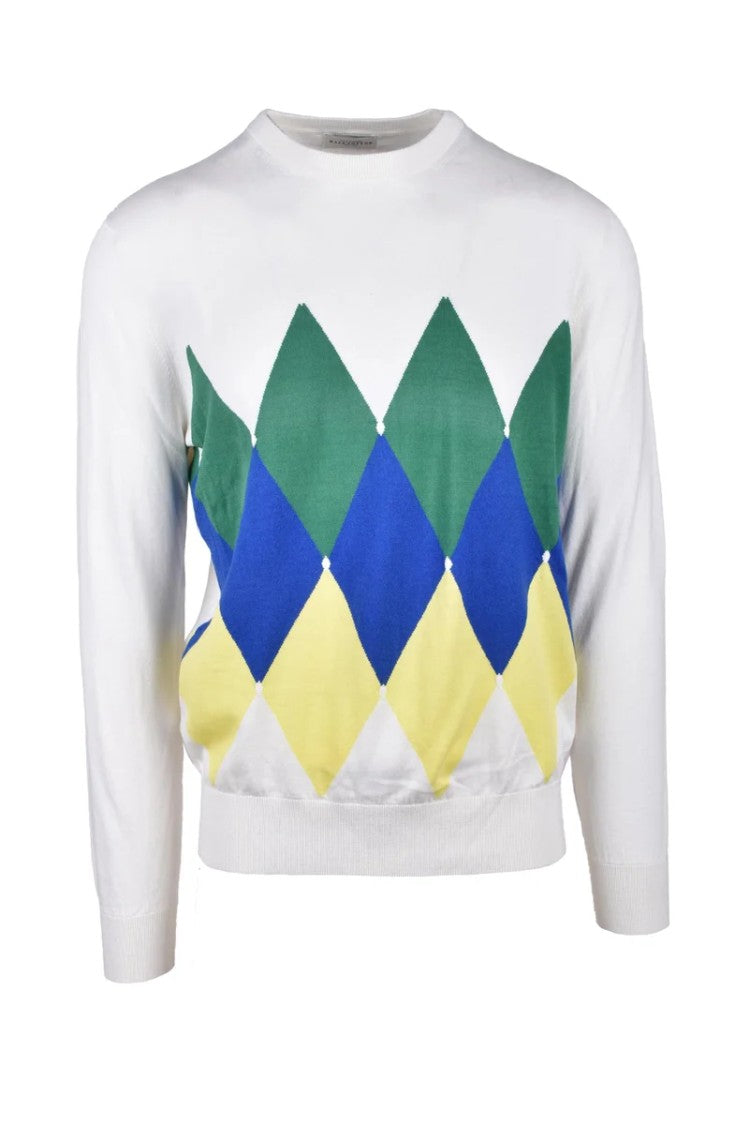 Ballantyne Cotton And Cashmere Sweater - White/Green