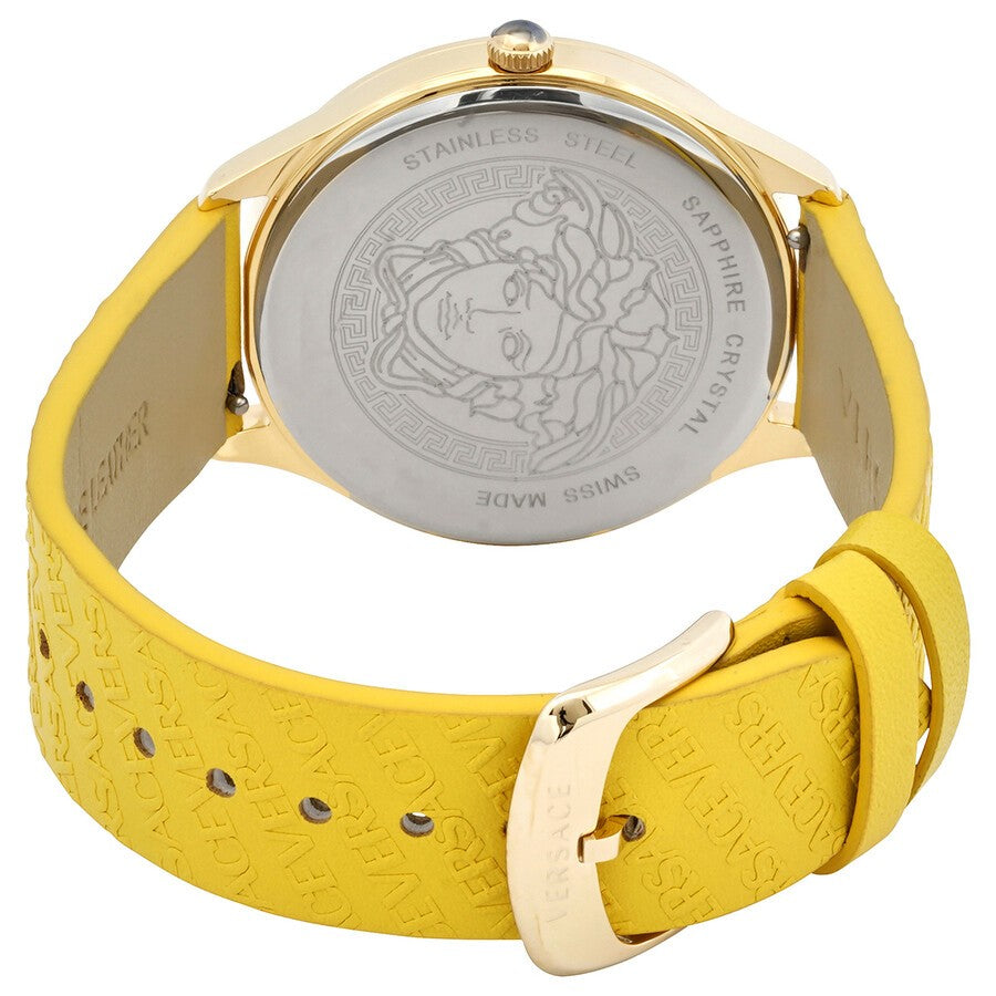 Versace 38Mm Stainless Steel Versace Watch With Lilac Dial And Leather Strap