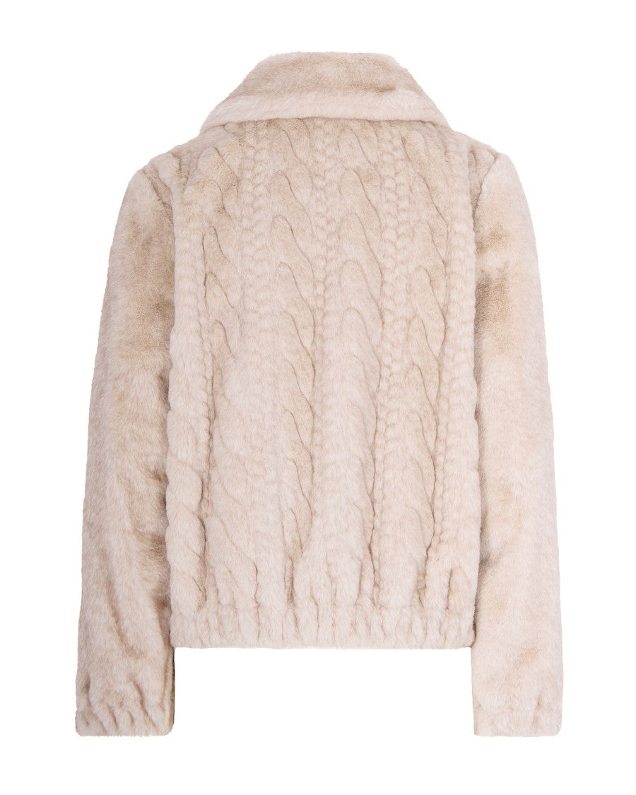 Liu Jo Braided Pattern Teddy Bomber Jacket