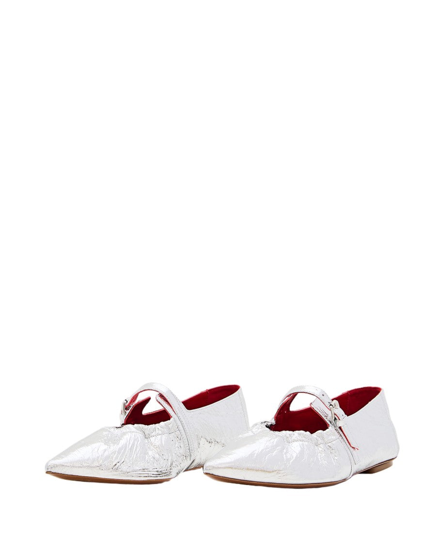 Plan C Pointed Toe Ballerina Flats With Buckle Detail