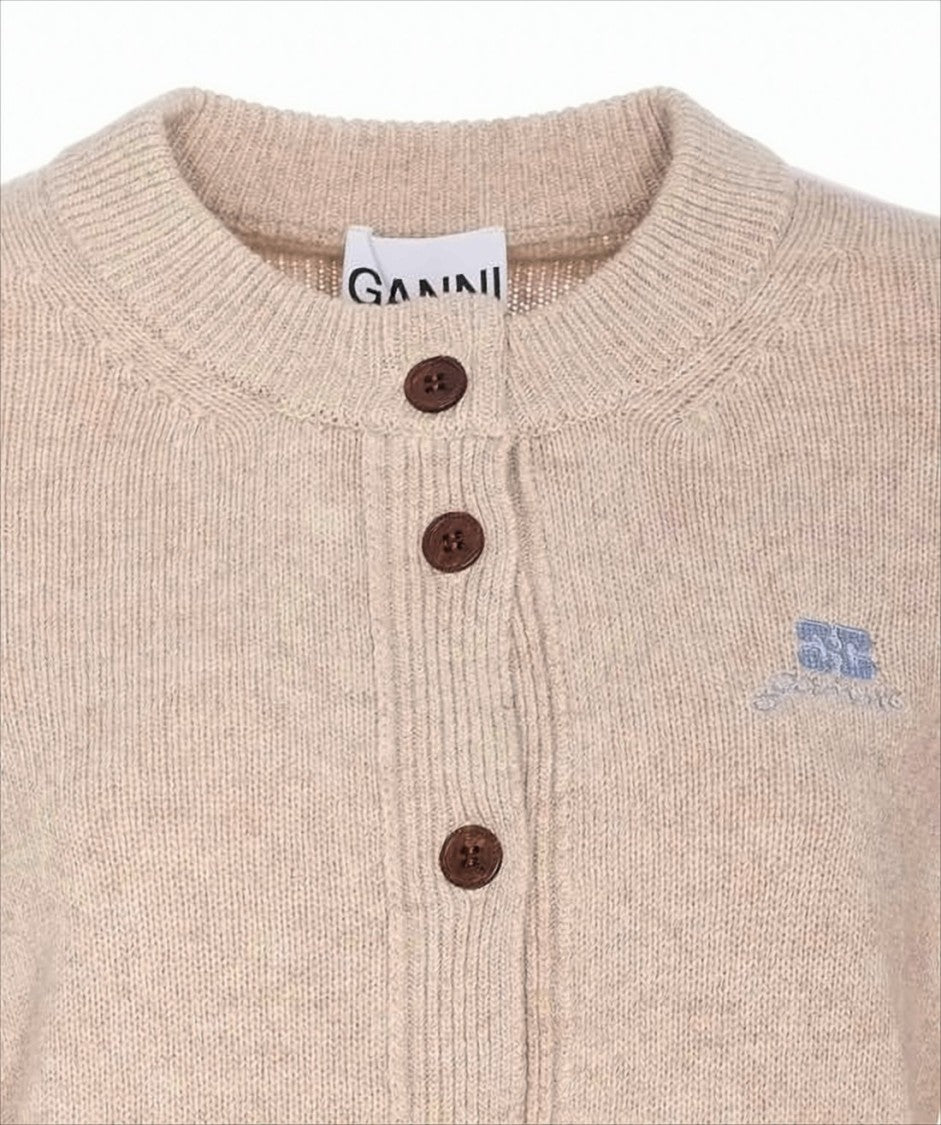 Ganni Soft Knit Cardigan With Button-Down Front