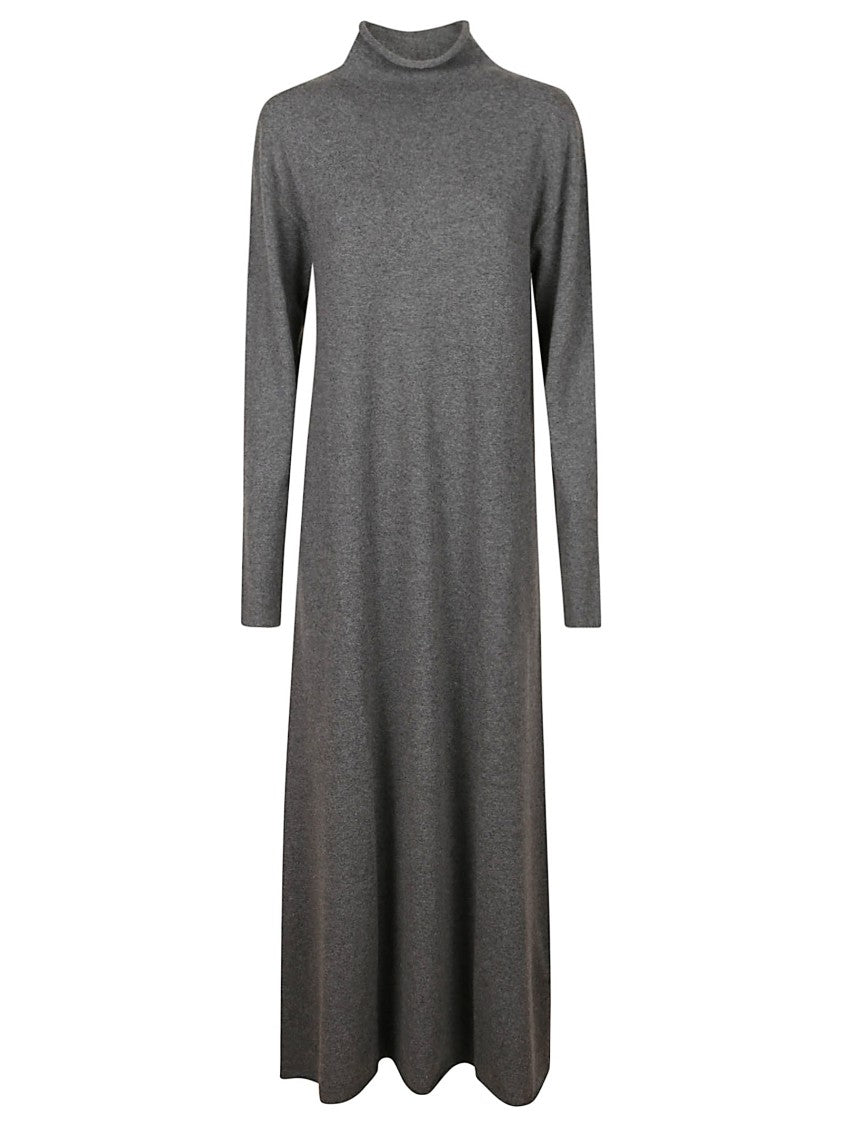 Jil Sander Relaxed Fit Midi Dress With Mock Neck And Long Sleeves