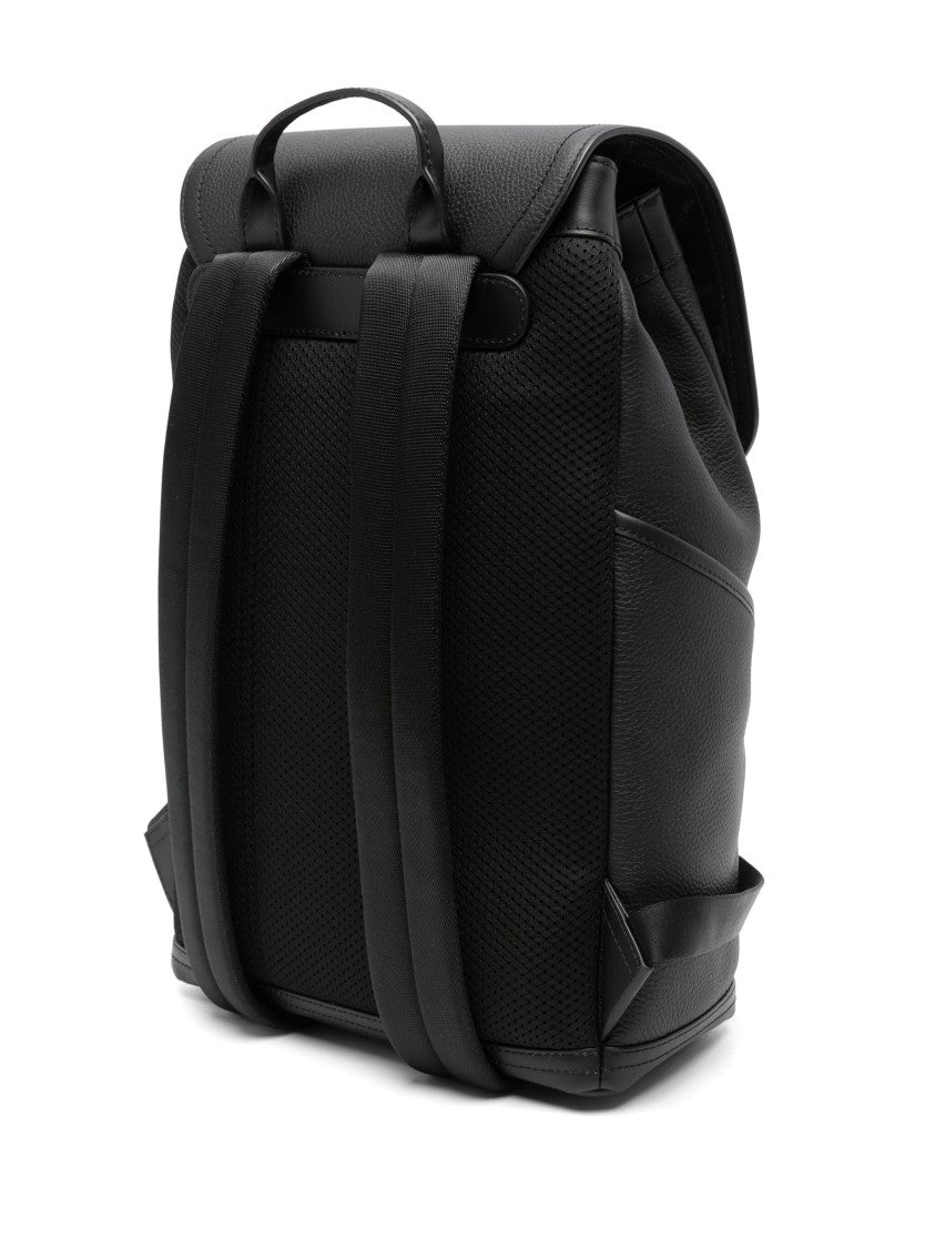 Michael Kors Textured Leather Backpack With Flap Closure