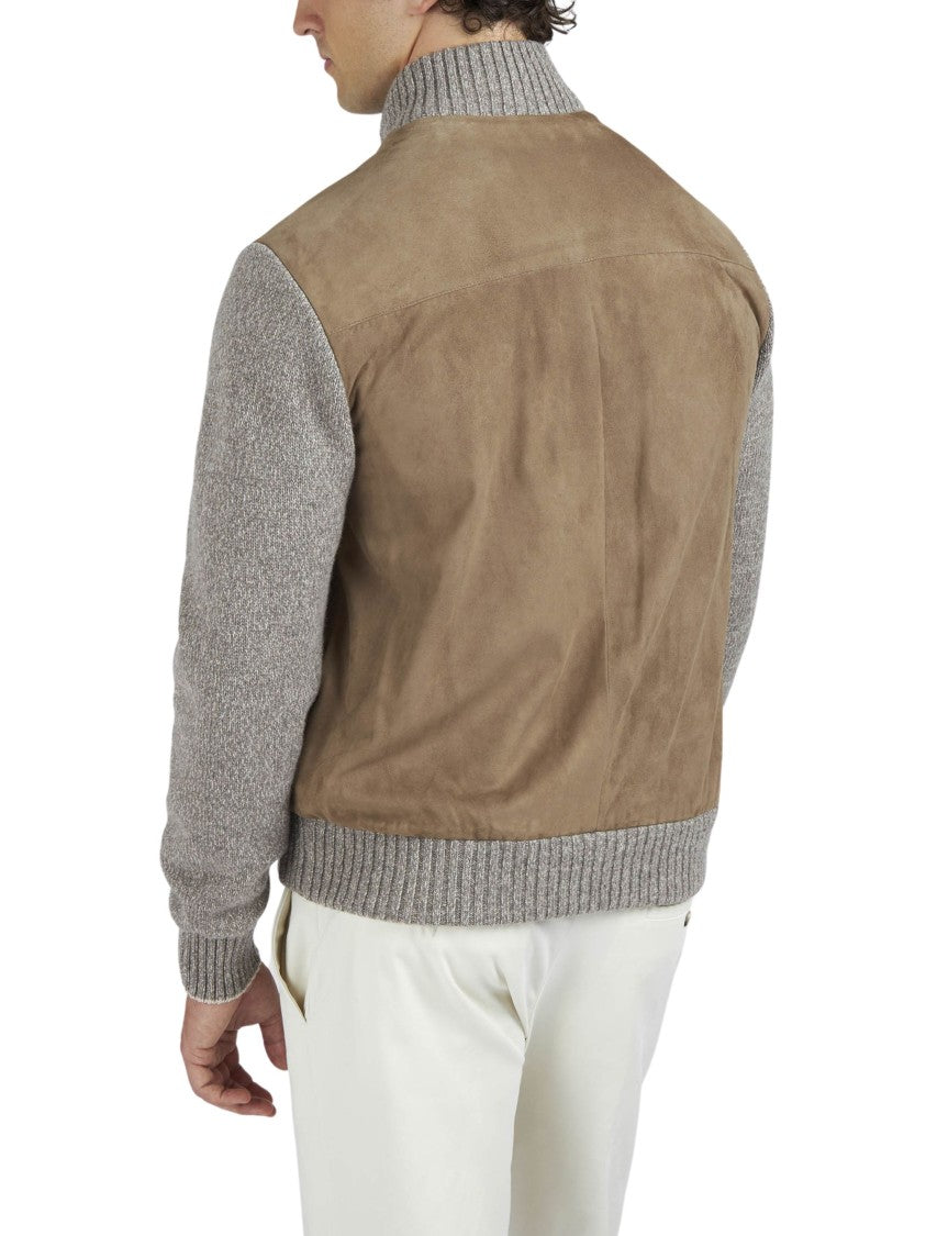 Paul & Shark Hybrid Zip-Up Cardigan In Suede, Wool And Cashmere