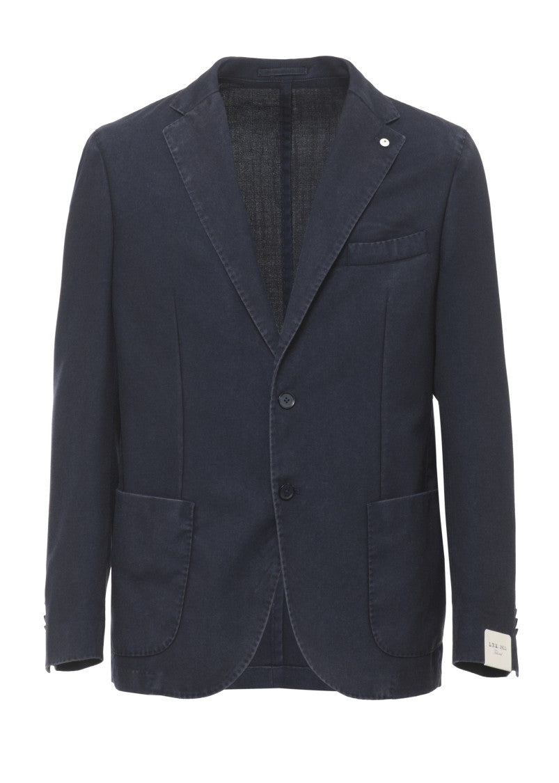 Lubiam Blue Classic Lapel Wool Blazer