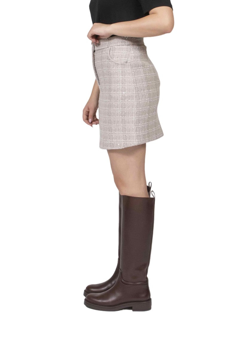 Emporio Armani Subtle Checkered Fitted Waist Mini Skirt