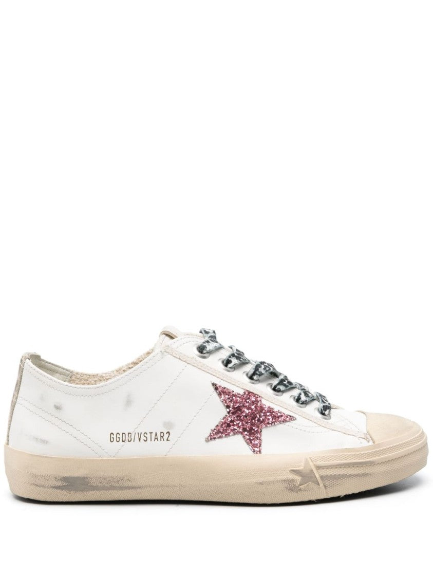 Golden Goose Low-Top Distressed Glittery Star Sneakers