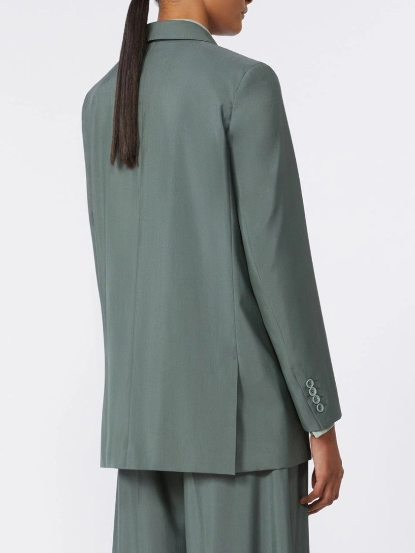 Max Mara Green Mxmalbata Double-Breasted Wool Blazer