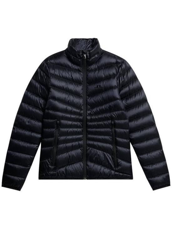 J Lindeberg Fitted Blue Quilted Down Jacket With High Collar