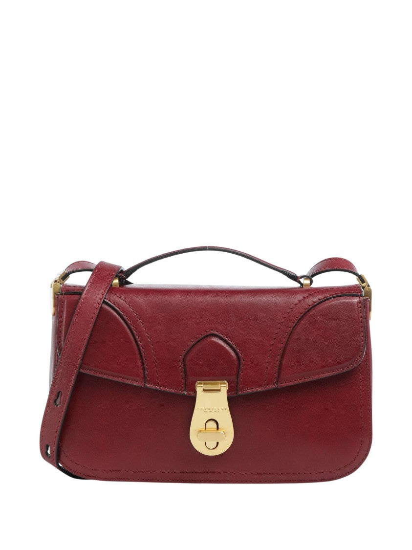 The Bridge Burgundy Fine Grain Leather Handbag With Adjustable Shoulder Strap