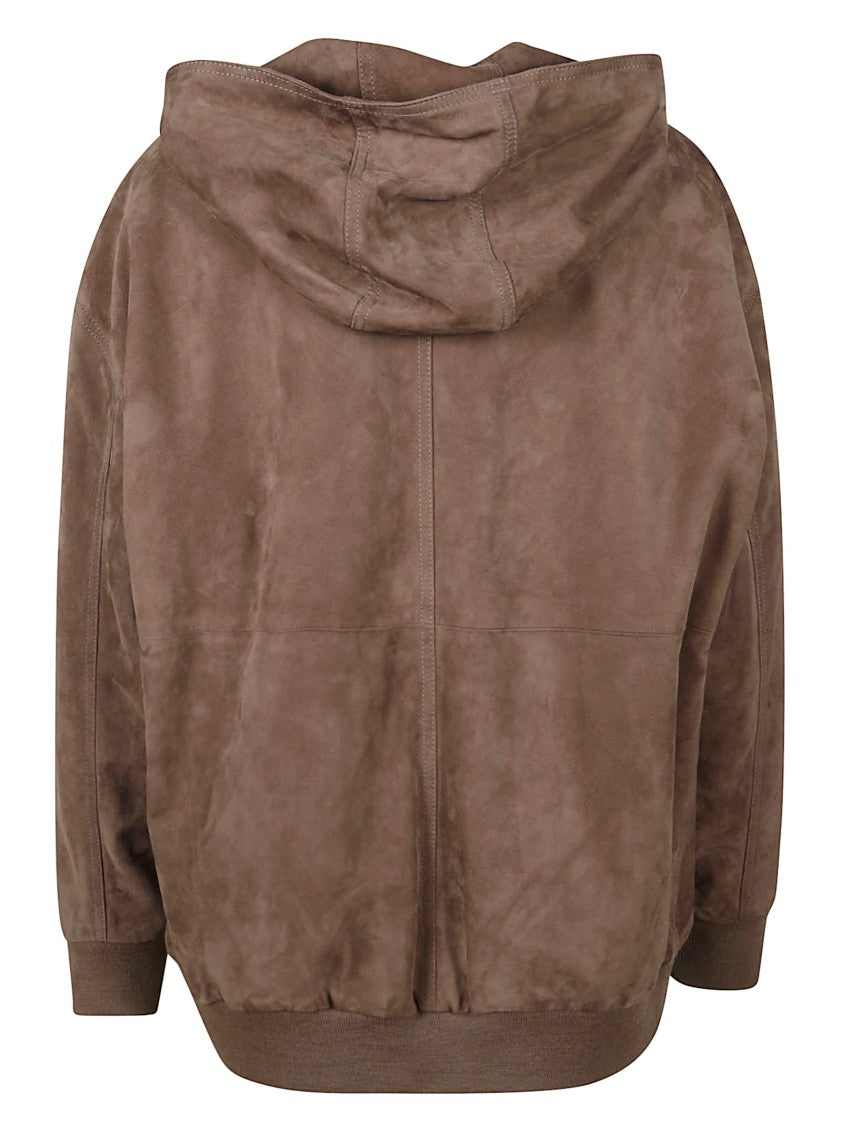 Max Mara Soft Suede Jacket With Relaxed Fit And Hood