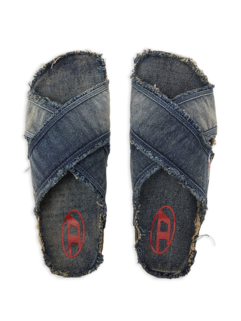 Diesel Frayed Denim Sandals