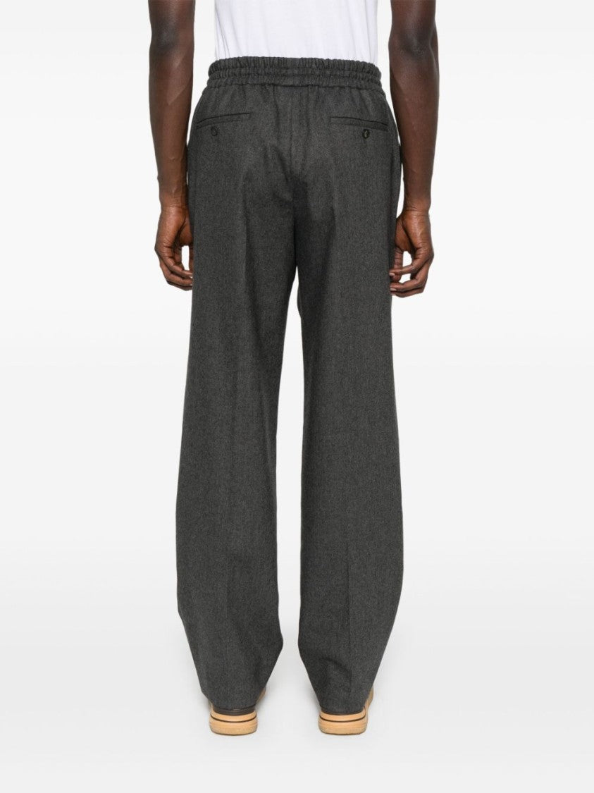 Drôle De Monsieur Relaxed-Fit Flannel Trousers With Elasticated Waistband