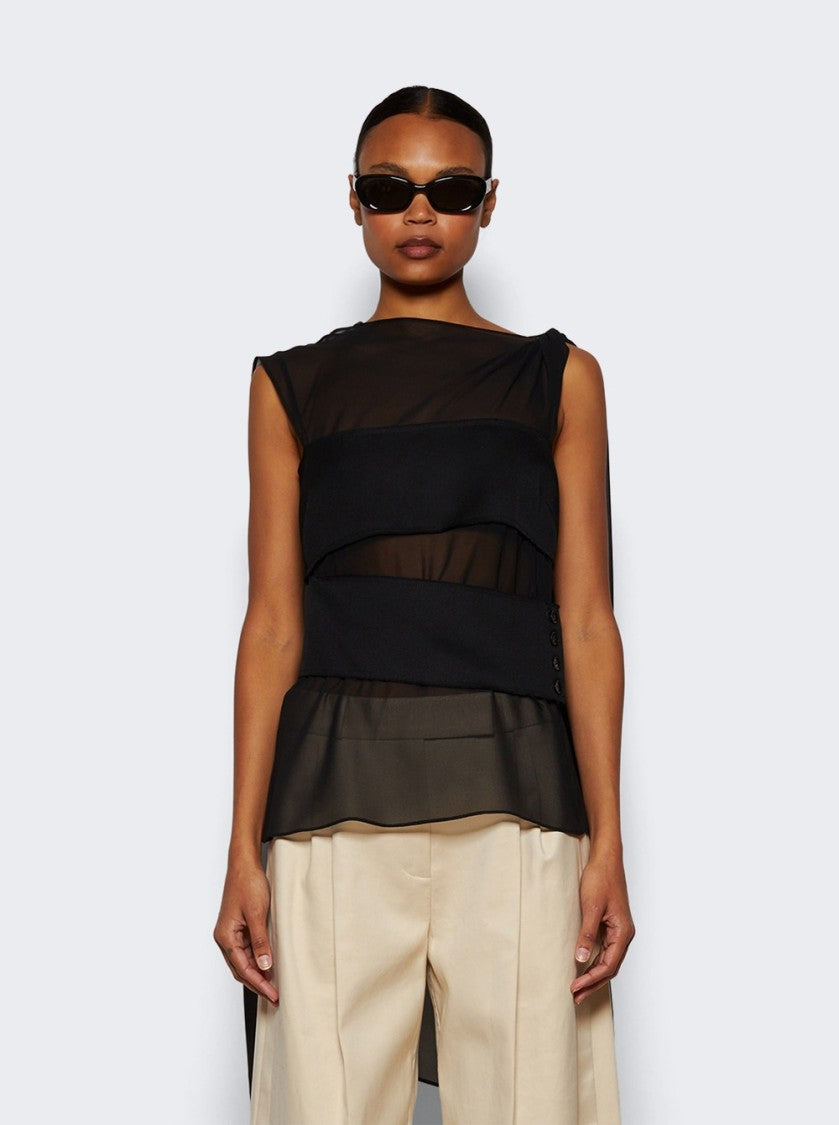Proenza Schouler Aurora Top In Chiffon Black