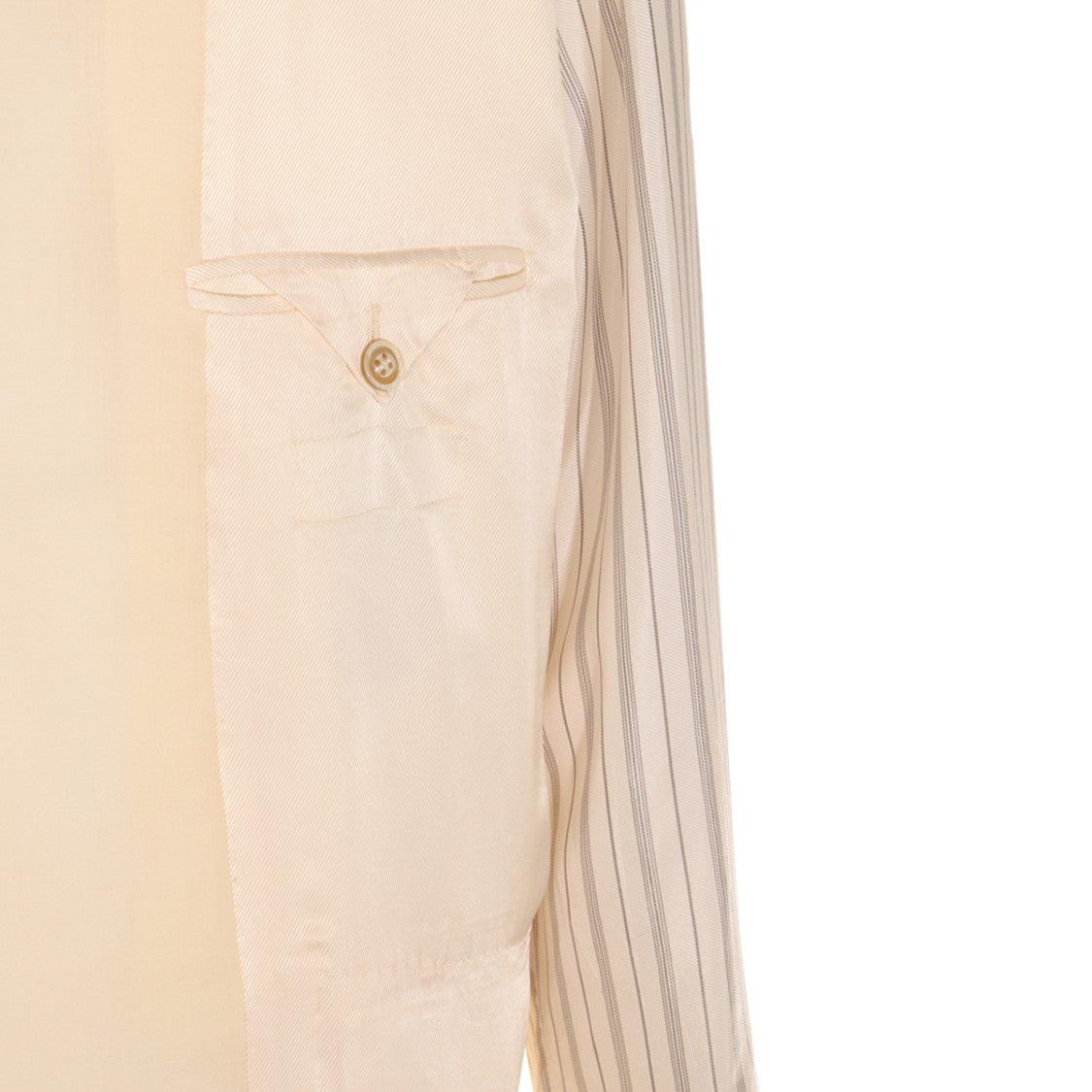 Maison Margiela Ecru Viscose Casual Jacket With Striped Sleeve Details