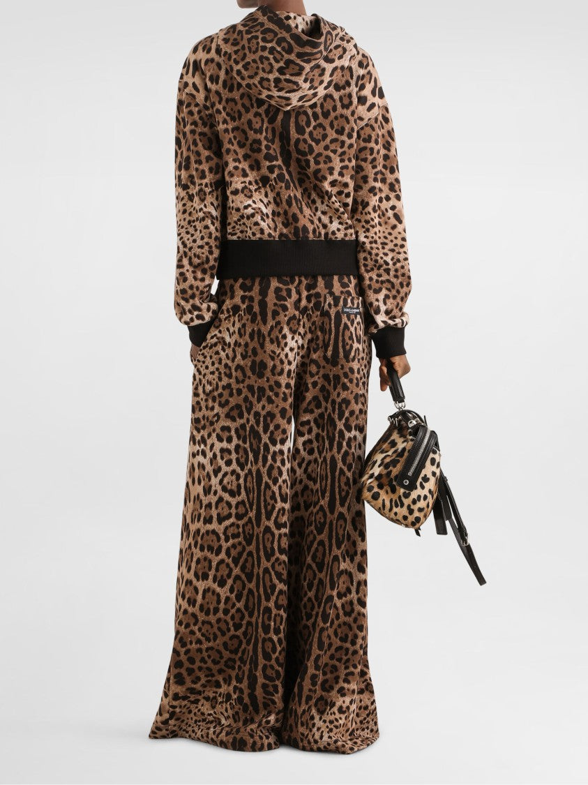 Dolce & Gabbana Leopard Print Cropped Cotton Hoodie