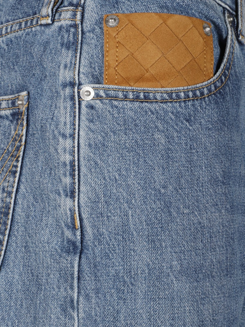 Bottega Veneta Mid-Blue Straight-Leg Denim Trousers With Rolled Hems